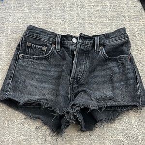 Levi 501 Shorts, Distressed Black, Size 24